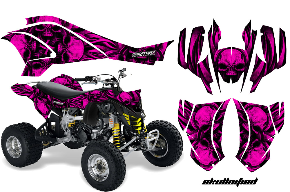 Can-Am DS450 Graphics Kit Skullcified Pink Flat Black